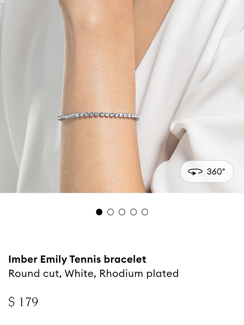 Emily White Rhodium Plated Tennis Bracelet Swarovski